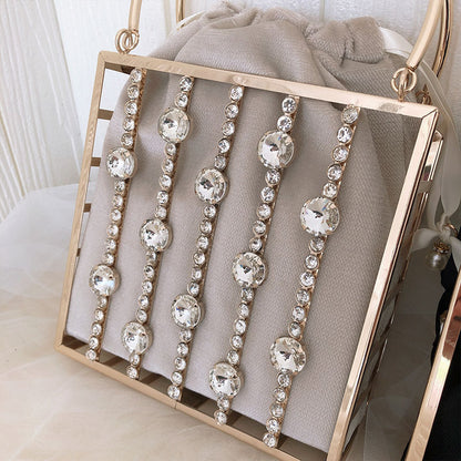 niche diamond studded dinner bag fashionable metal