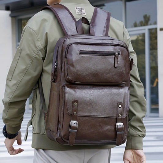 high end leather texture business large capacity backpack