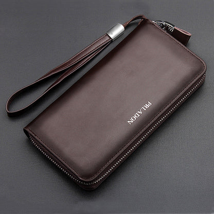 mens long zipper leather handbag men wallet