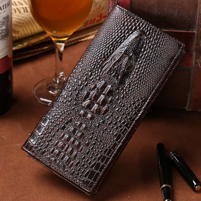 crocodile embossed cowhide wallet