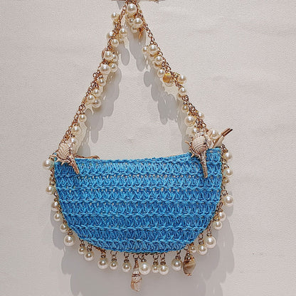 summer seaside holiday pearl conch straw bag