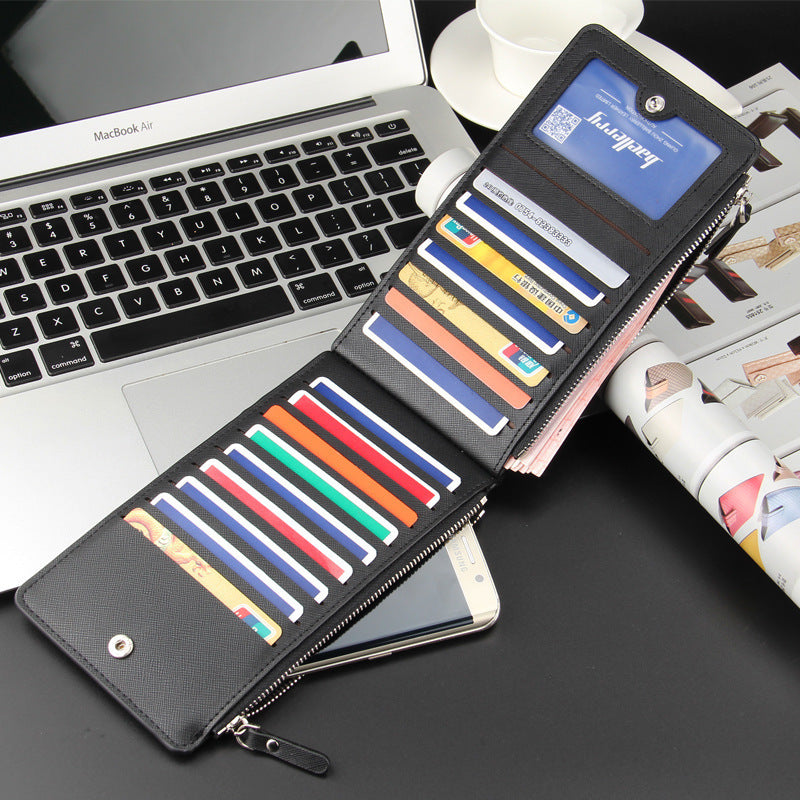 baellerry leisure card long wallet cross pattern multi functional ultra thin bank card bag wholesale