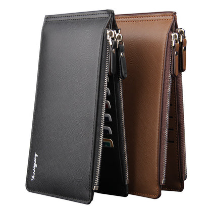 baellerry leisure card long wallet cross pattern multi functional ultra thin bank card bag wholesale