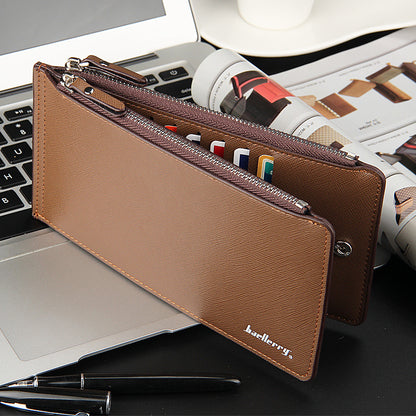 baellerry leisure card long wallet cross pattern multi functional ultra thin bank card bag wholesale