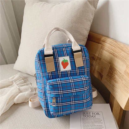 fashion mini cartoon checked childrens backpack