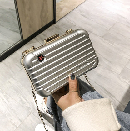 new hand holding mini suitcase small bag female small slung personality travel suitcase shoulder small square bag tide