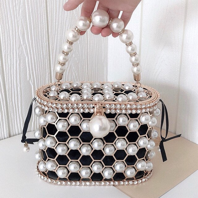 womens ins bucket bag versatile diagonal pearl bag