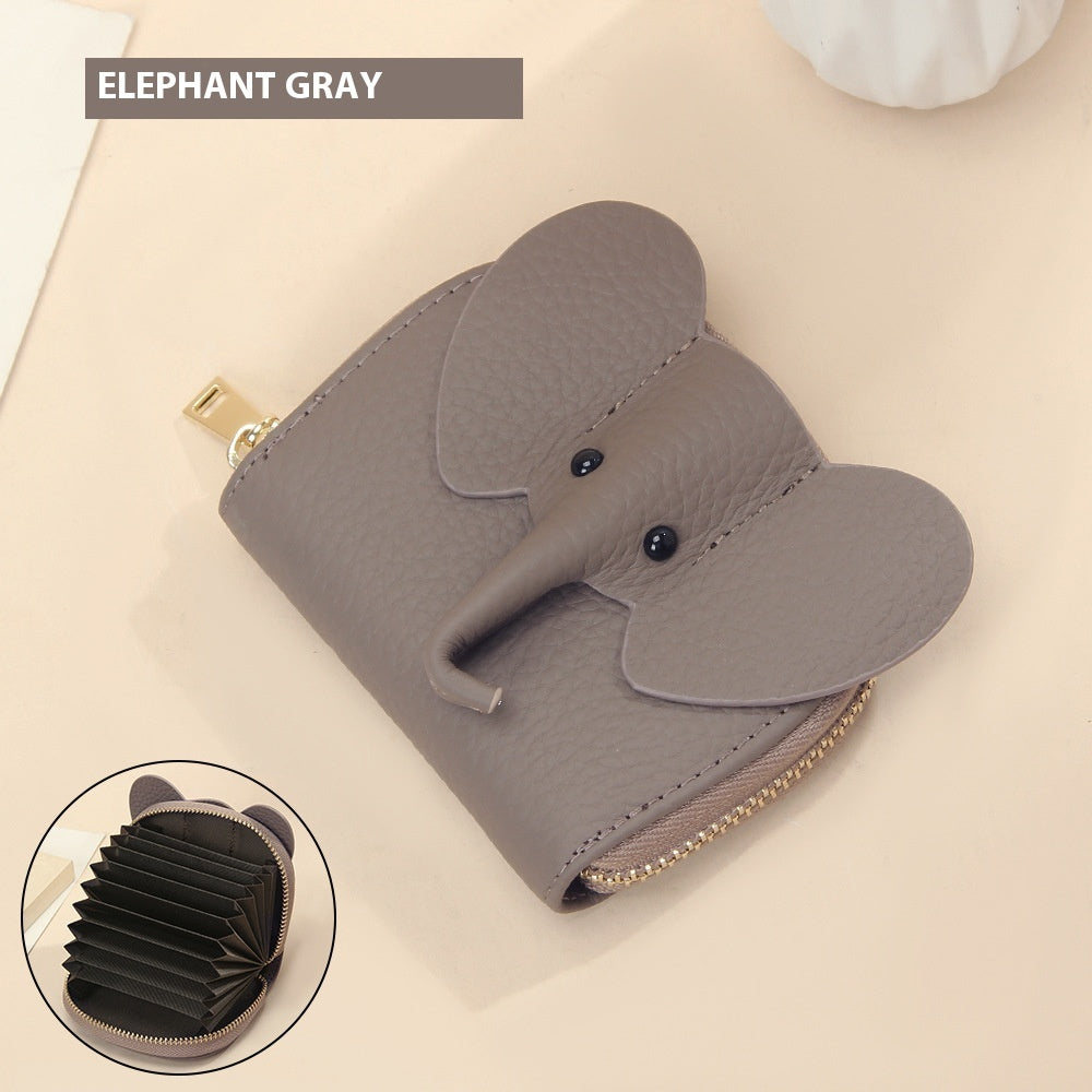 leather organ card holder bags creative elephant zipper wallet fashion bag