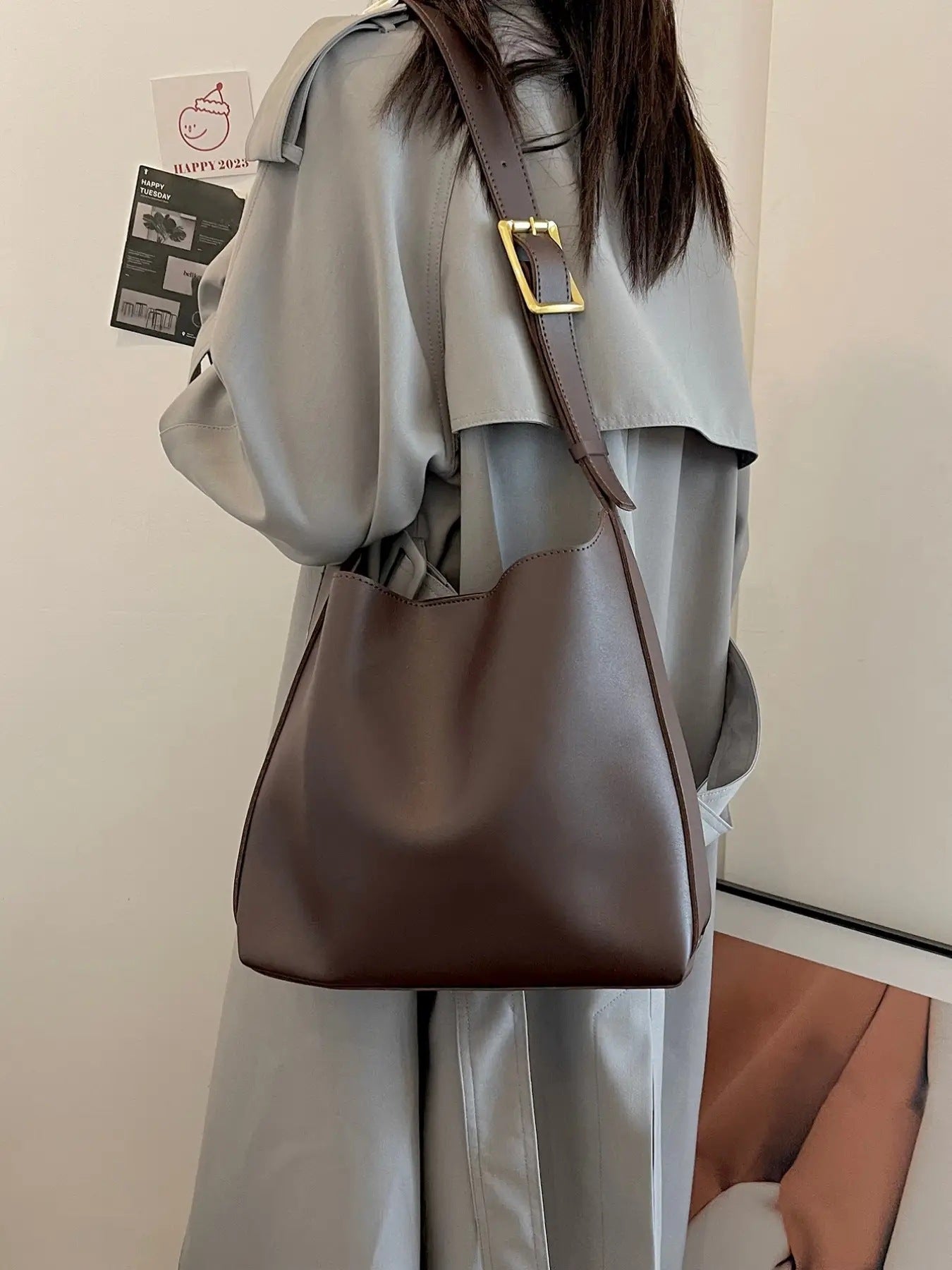 new fashion all match bucket large capacity simple casual two piece suit shoulder messenger bag