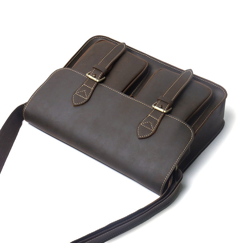 retro mens cowhide handbag one shoulder crossbody messenger bag