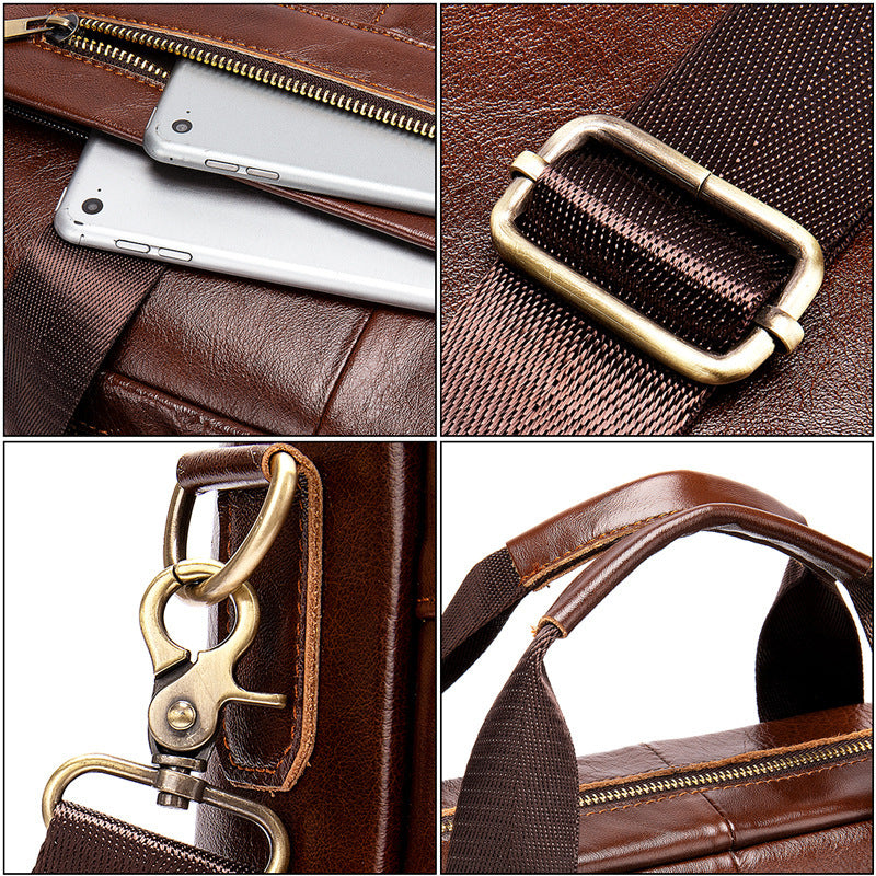 leather retro casual briefcase light business