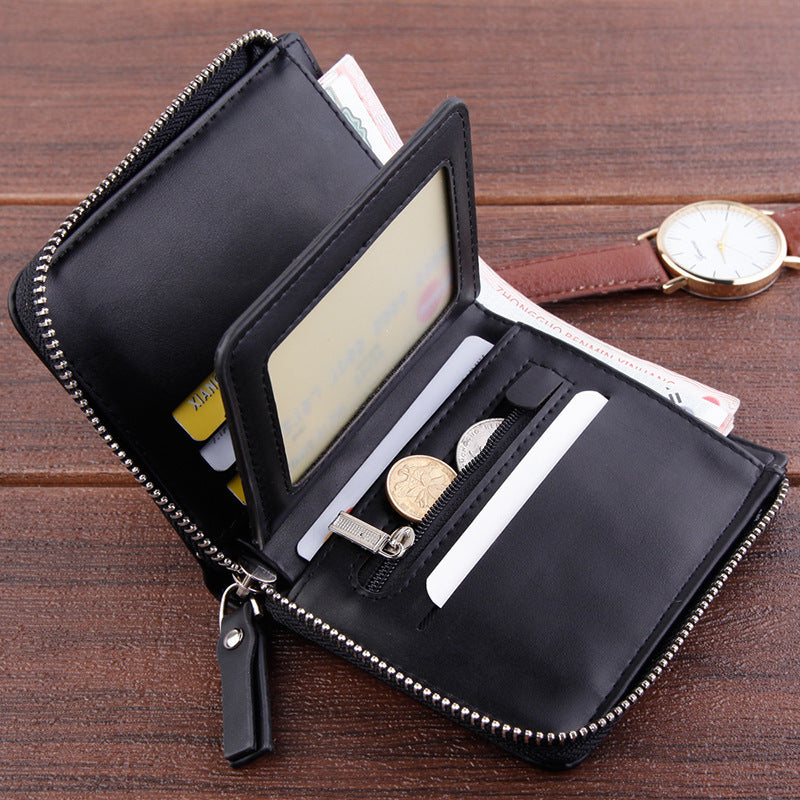 mens wallet short wallet retro zipper dollar