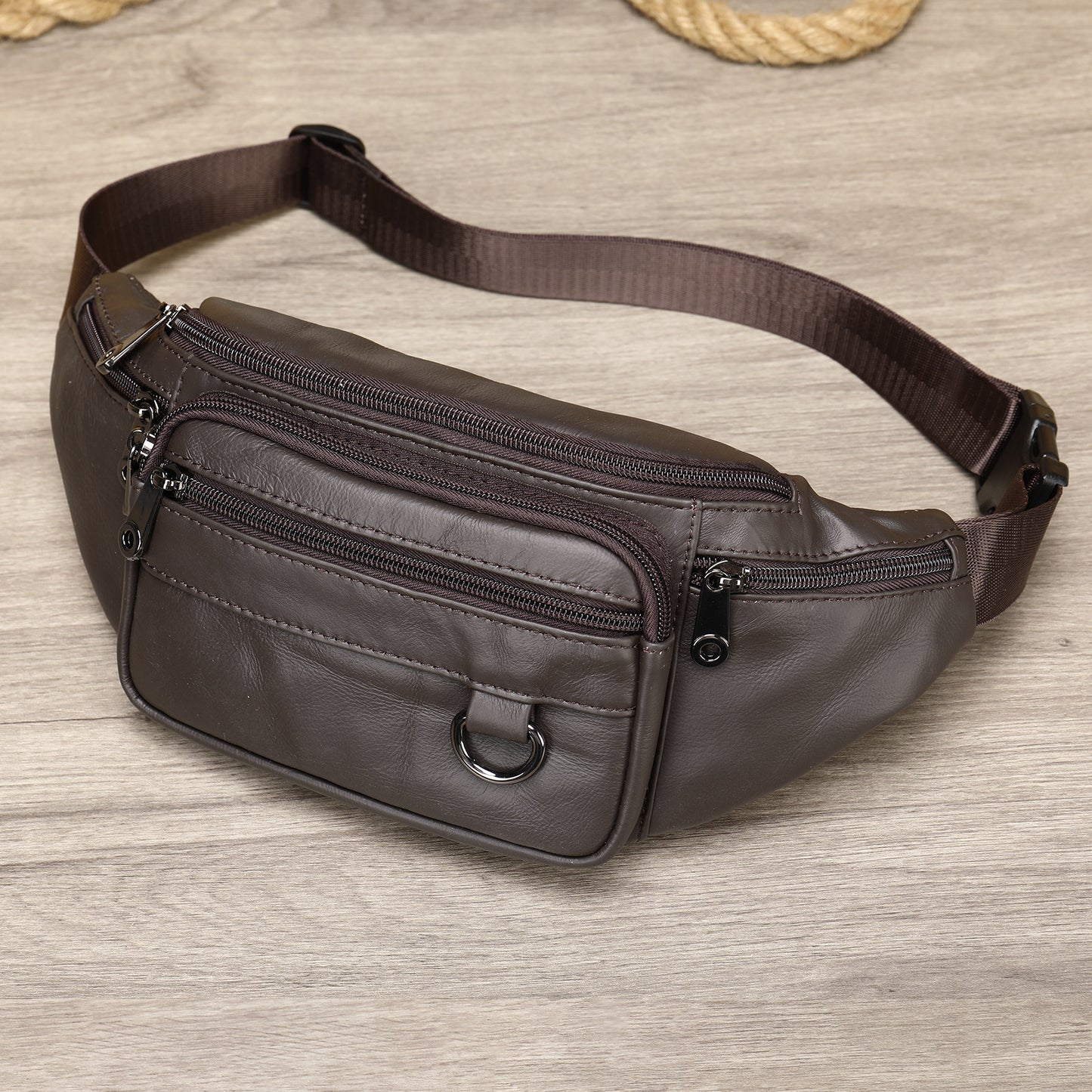 mens sheepskin mobile phone waist bag sports leisure