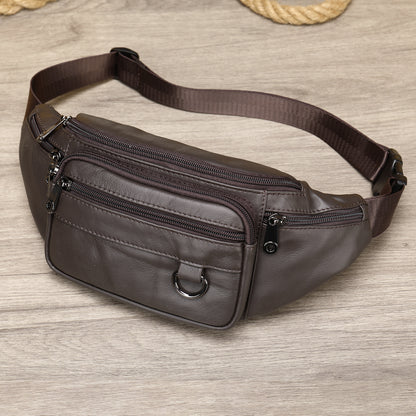 mens sheepskin mobile phone waist bag sports leisure