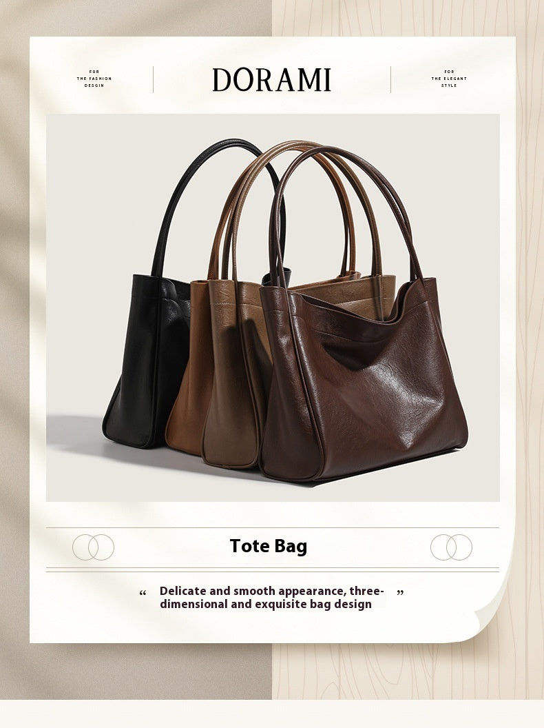 casual soft leather womens retro style commuter shopping shoulder bag