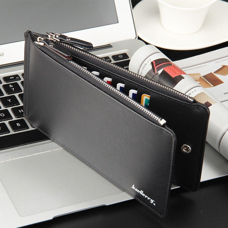 baellerry leisure card long wallet cross pattern multi functional ultra thin bank card bag wholesale