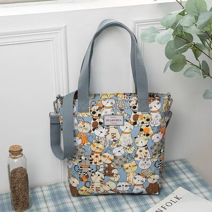 versatile large capacity floral canvas crossbody shoulder bag