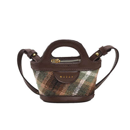Korean-style Patchwork Fashion Plaid Niche Mini Tote Crossbody Bag