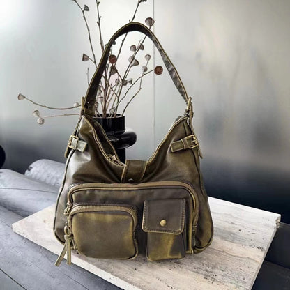 retro high grade texture multi pocket motorcycle bag