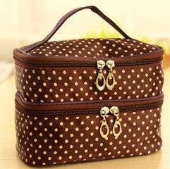 double layer cosmetic bag with large capacity to receive wave point cosmetic bag wash rinse bag