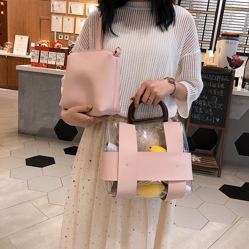 niche texture shoulder transparent bag