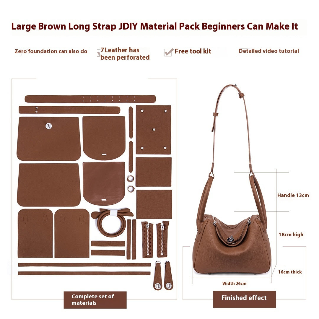 diy handmade material bag real cowhide crossbody woven bag