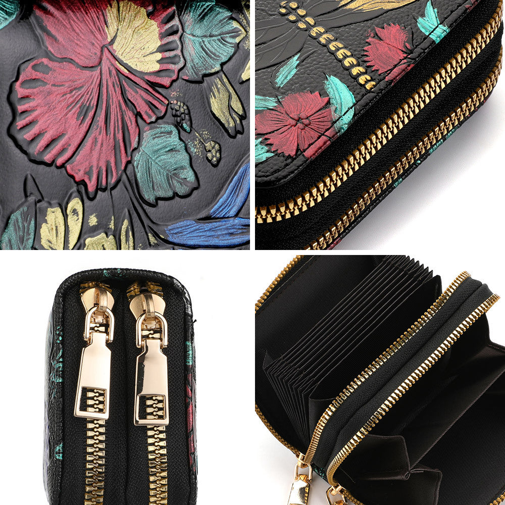 womens multiple card slots hand painted wallet double layer