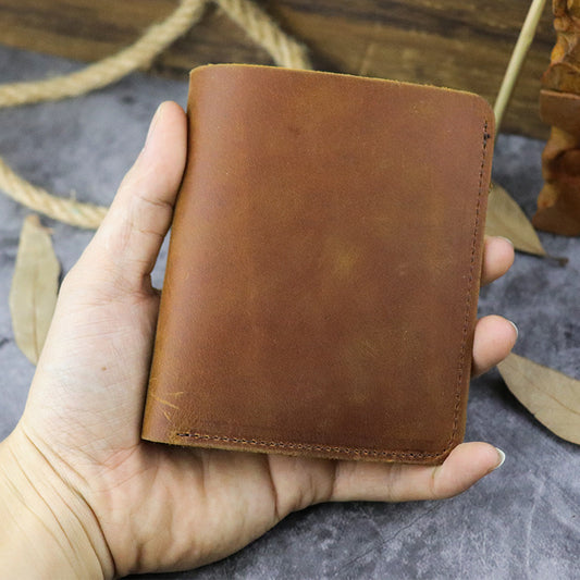 multiple card slots top layer leather crazy horse leather wallet