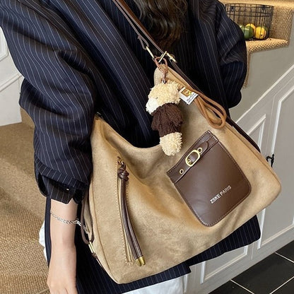 Vintage Suede-lined Large-capacity Bag
