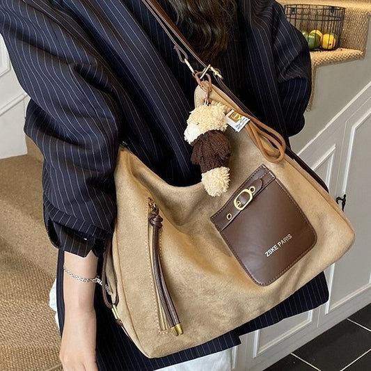 Vintage Suede-lined Large-capacity Bag