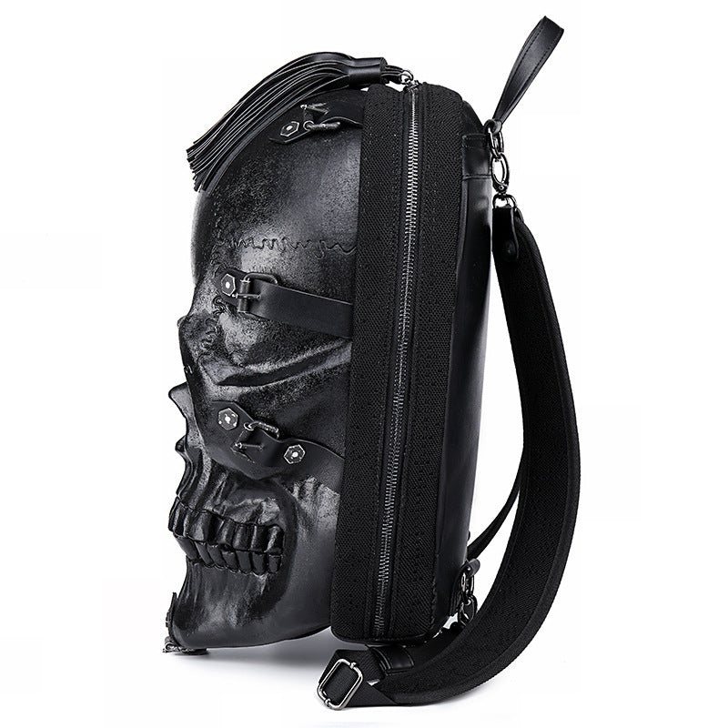 personality new three dimensional bone skull pu backpack fashion multi function outdoor backpack wholesale