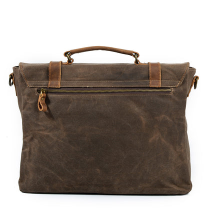 waterproof oil wax canvas with leather briefcase