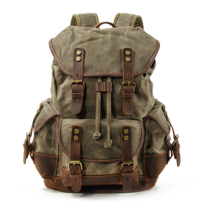 canvas stitching leather mountaineering bag