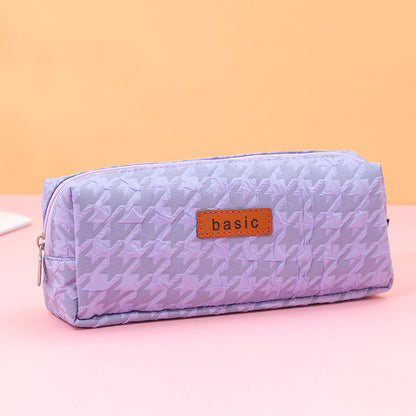 student single layer large capacity solid color square cotton and linen pencil box