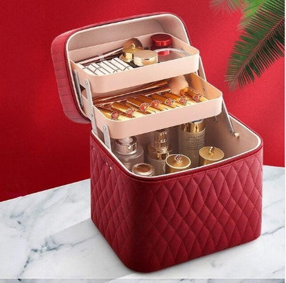 large capacity korean style portable cosmetics storage box travel wash cosmetic case