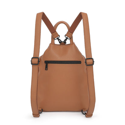 pu backpack practical soft leather zipper handbag