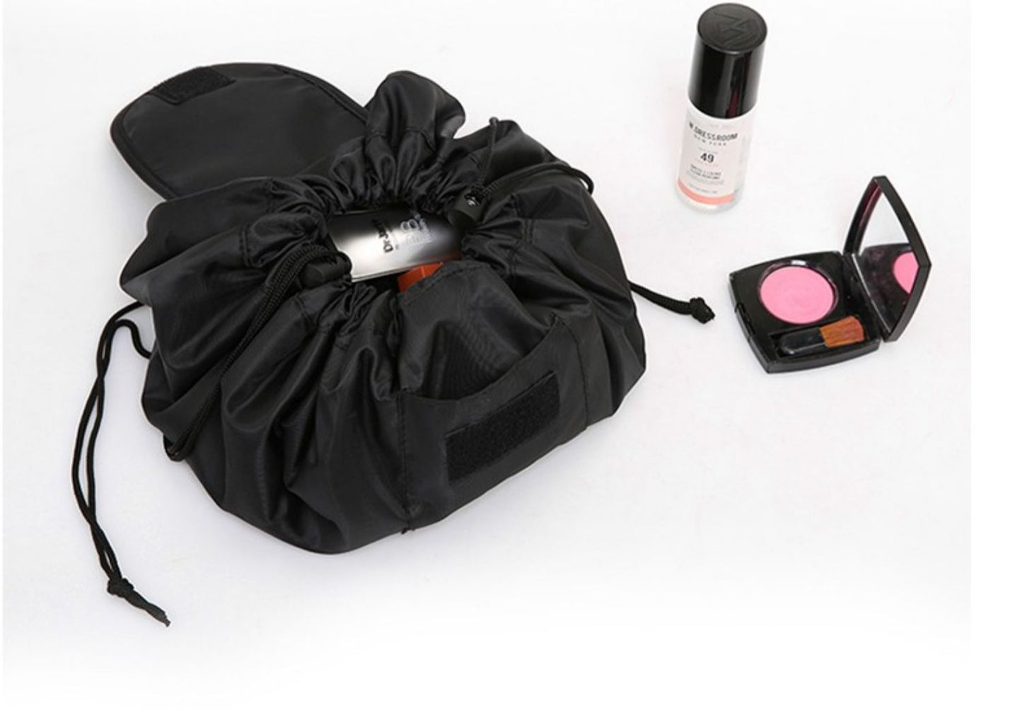 drawstring portable travel storage black cosmetic cosmetic bag