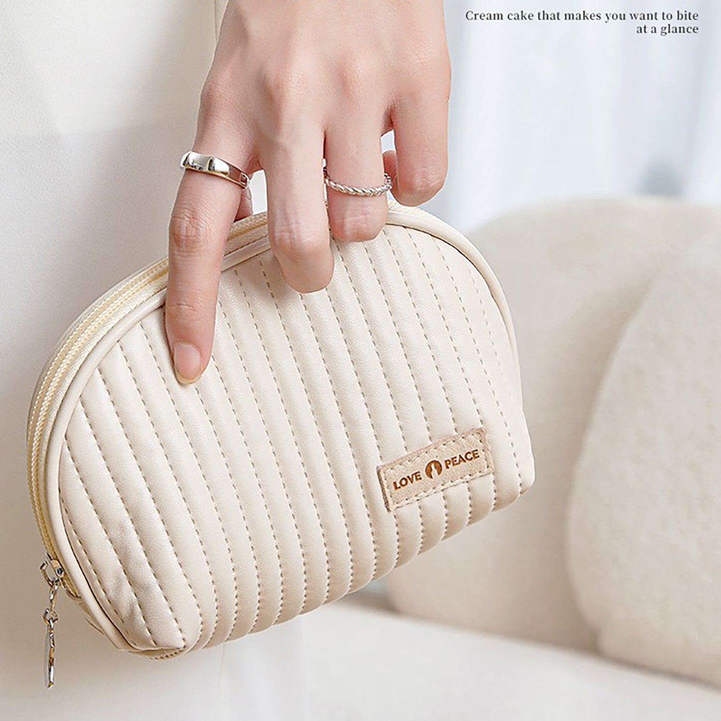 round cake cosmetic bag cosmetic bag cute travel organizer pouch set for women pu leather waterproof wash bag large capacity advanced feeling portable cosmetic bag