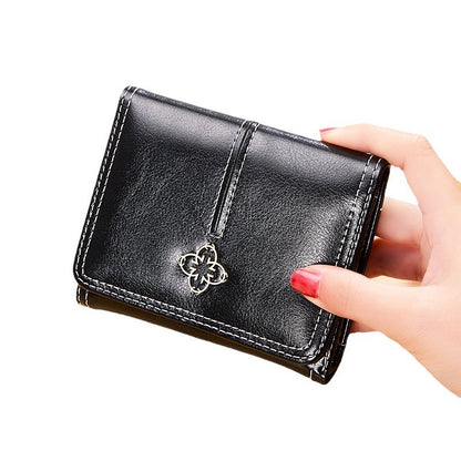 womens short trifold vintage wallet