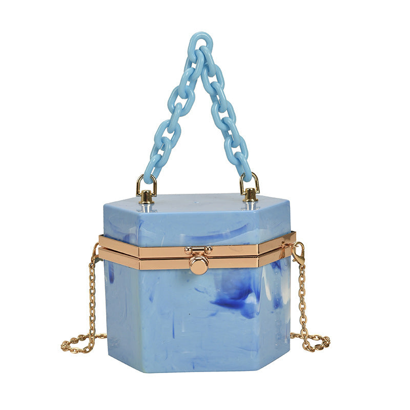 box bag acrylic candy color portable chain messenger dinner bag