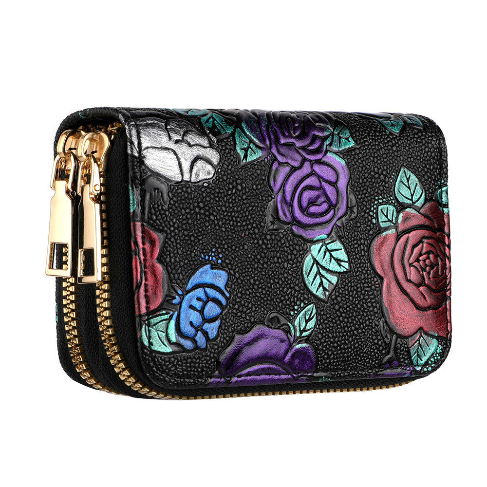 womens multiple card slots hand painted wallet double layer