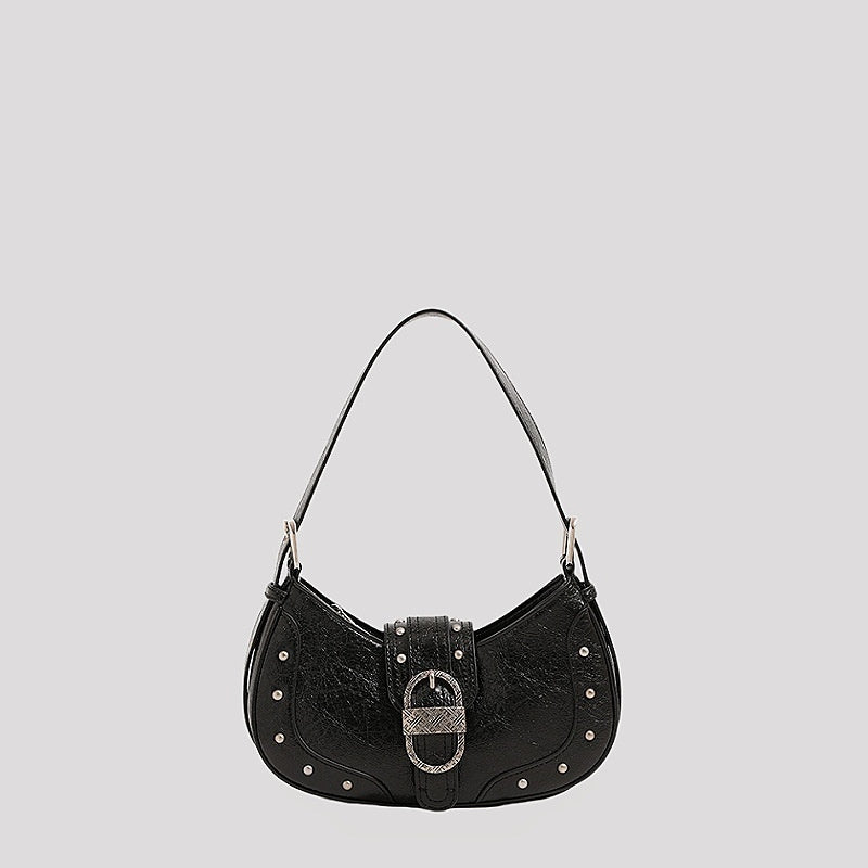 new oil wax leather personality rivets flap shoulder messenger bag