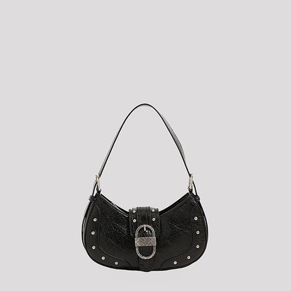new oil wax leather personality rivets flap shoulder messenger bag