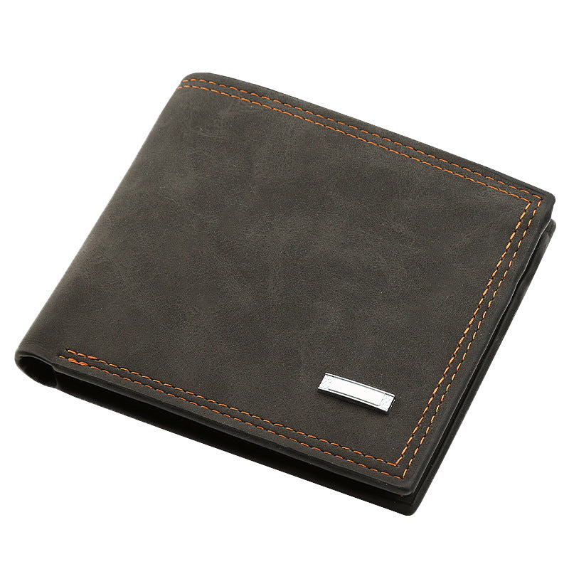 mens compact wallet with zipper and multiple card slots