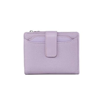 womens short solid color leather wallet