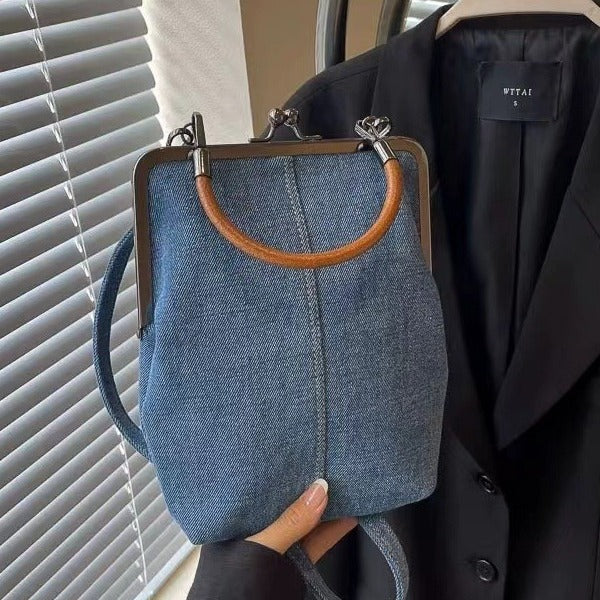 fashion casual denim messenger bag womens handbag
