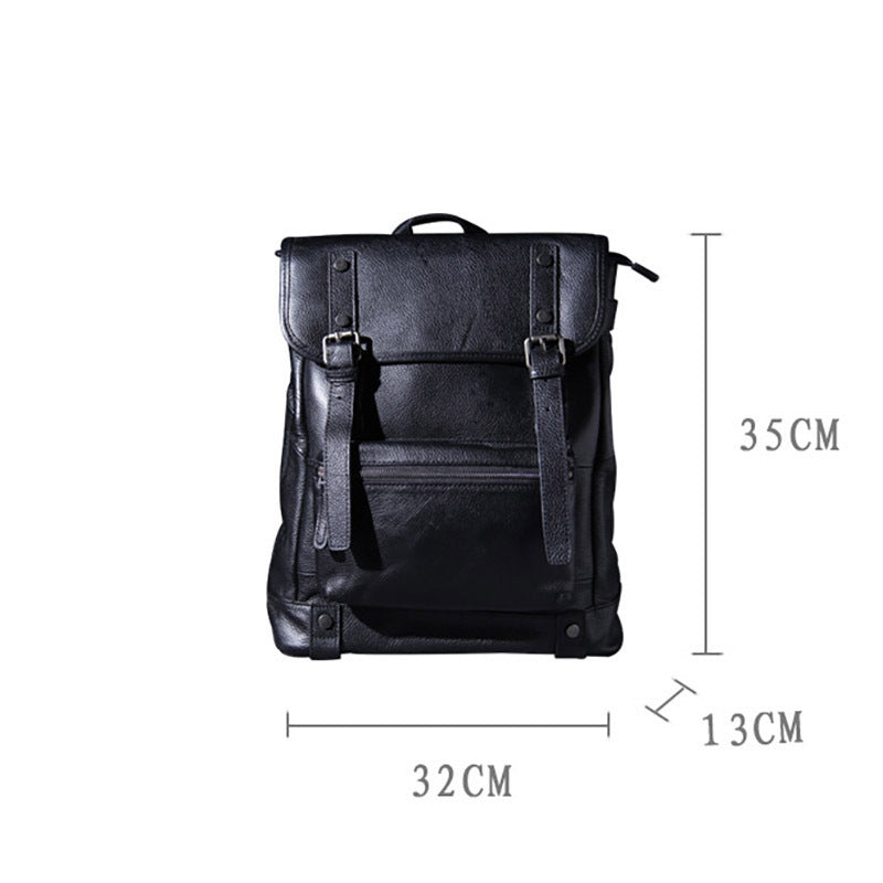 mens simple casual top layer cowhide backpack