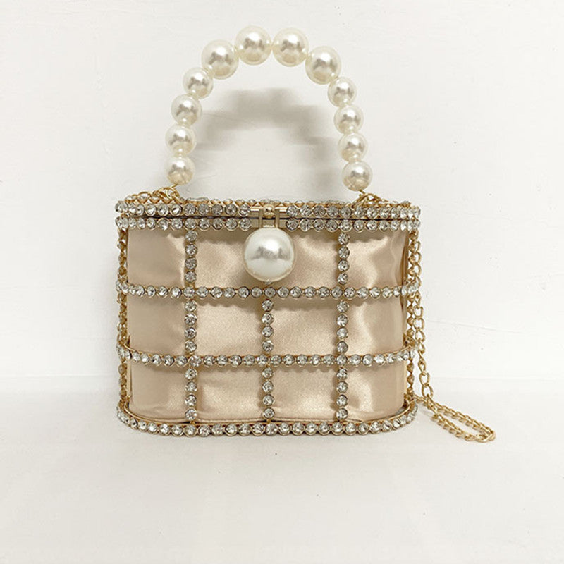 womens fashion casual pearl bucket dinner bag