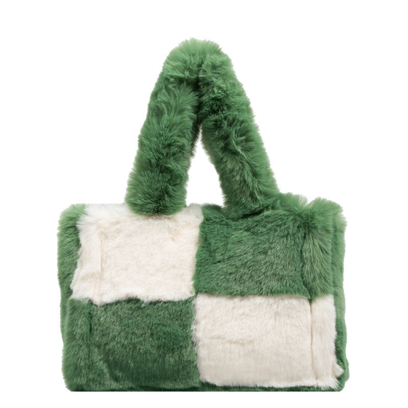 simple large capacity new lamb wool bag for women