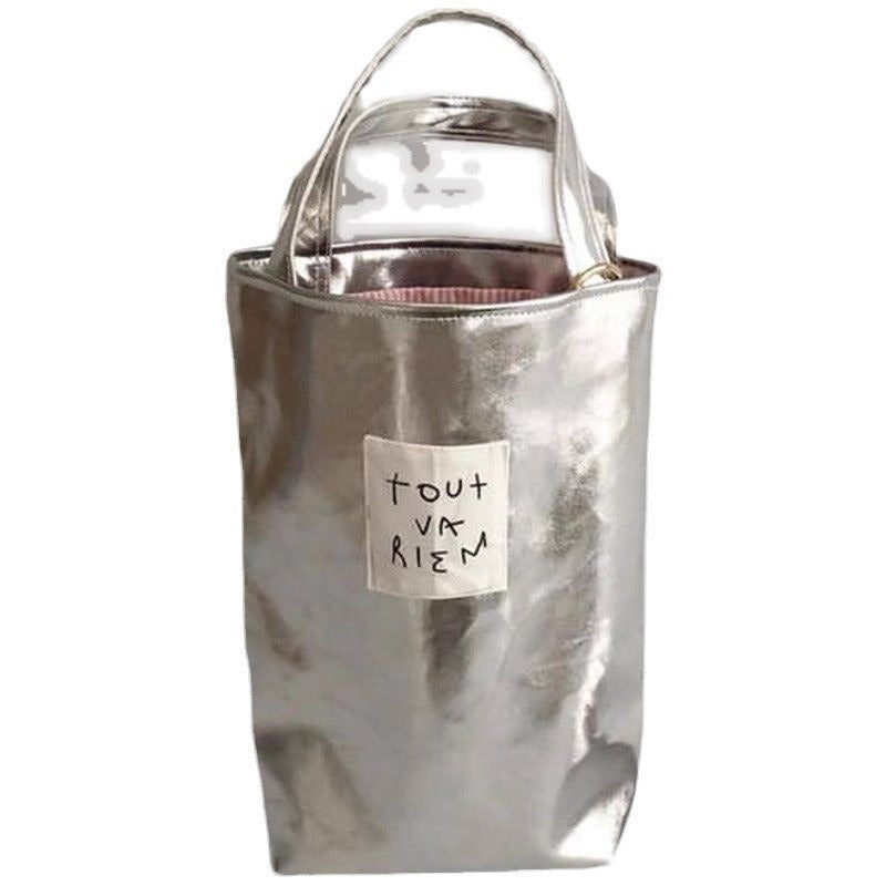 silver label bucket bag simple casual small handbag